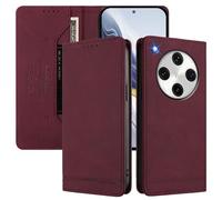 SHIEID Wallet Case for Oppo Find X8 Flip PU Leather Card Cover with RFID-blocking card compartment, Compatible with Oppo Find X8 Wine red