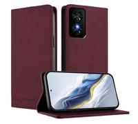 SHIEID Wallet Case for TCL 50 SE Flip PU Leather Card Cover with RFID-blocking card compartment, Compatible with TCL 50 SE Wine red