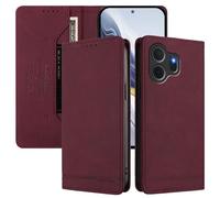 SHIEID Wallet Case for TCL NxtPaper 70 Pro Flip PU Leather Card Cover with RFID-blocking card compartment, Compatible with TCL NxtPaper 70 Pro Wine red