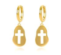 Shield Armor of God Scorpion Bow-knot Dangle Hoop Earrings for Women, Cubic Zirconia Huggie Hoop Earrings Cross Cuff Earrings Tiny God Lords Prayer Religious Jewelry Gift Necklace for Teen, Brass, No
