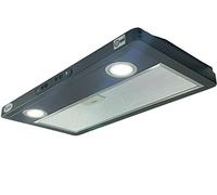Shield Autocare 12v Camper Exhaust Cooker Hood 2x Downlights Black Stainless Steel Ideal for Motorhome, Caravan, Van Conversions