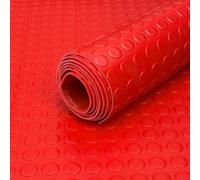 Shield Autocare 1m x 1.5m Red Coin PVC Flooring Roll | Non Slip Industrial Lino Vinyl Floor Matting for Garage Work Van Heavy Duty 3mm Thick 1.5m Width