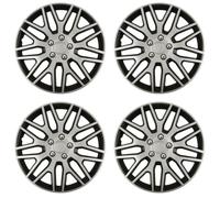 Shield Autocare Car Wheel Trims 13" 14" 15" 16" 17" Inch | Boxed Set of 4 Universal Fit Alloy Wheel Hub Caps Covers | Tyre Rim Accessories (Dakar | Silver/Black, 15")
