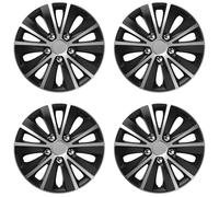 Shield Autocare Car Wheel Trims 13" 14" 15" 16" 17" Inch | Boxed Set of 4 Universal Fit Alloy Wheel Hub Caps Covers | Tyre Rim Accessories (Rapide | Silver/Black, 14")