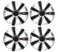 Shield Autocare Car Wheel Trims 13" 14" 15" 16" 17" Inch | Boxed Set of 4 Universal Fit Alloy Wheel Hub Caps Covers | Tyre Rim Accessories (GTX Carbon | Black/Silver, 15")