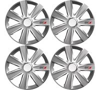Shield Autocare Car Wheel Trims 13" 14" 15" 16" 17" Inch | Boxed Set of 4 Universal Fit Alloy Wheel Hub Caps Covers | Tyre Rim Accessories (GTX Carbon | Silver, 13")