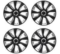 Shield Autocare Car Wheel Trims 13" 14" 15" 16" 17" Inch | Boxed Set of 4 Universal Fit Alloy Wheel Hub Caps Covers | Tyre Rim Accessories (Stratos | Black/Silver, 14")