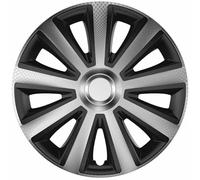 Shield Autocare © Car Wheel Trims 15" Hub Caps Plastic Covers Set of 4 Aviator Carbon Silver/Black Wheel Trims_1473