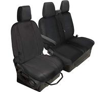 Shield Autocare Fully Tailored Seat Covers Compatible with Ford Transit Custom 2013-2021 | Black Polyester Heavy-Duty Driver & Passenger Waterproof Protectors