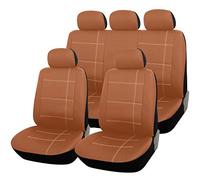 Shield Autocare RLLTR9PC-TAN Real Leather Look Black Full Set Seat Covers