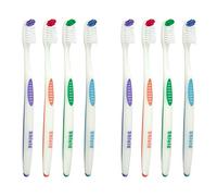 Shield Care Falcon Toothbrush with Curved Filaments, Deep Reach (Family Care - Medium Bristles), 4 Colors - 8 Count (Pack of 1)
