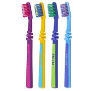 Shield Care Flex Junior Toothbrush with Spring Neck, Maximum Oral Care for Kids - Super Soft Bristles, 4 Colors - 4 Count (Pack of 1)