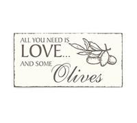 Shield Deko Shield "All you Need is Love and Some Olive's" Olives Vintage Keepsake Wooden Plaque/Sign Door Sign Kitchen Cooking Cook Dining