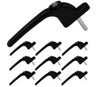 SHIELD HARDWARE uPVC Universal Window Handle Inline Locking Espag Double Glazing Pack of 10 Black 20mm