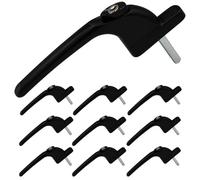 SHIELD HARDWARE uPVC Universal Window Handle Inline Locking Espag Double Glazing Pack of 10 Black 30mm