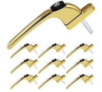 SHIELD HARDWARE uPVC Universal Window Handle Inline Locking Espag Double Glazing Pack of 10 Gold 10mm