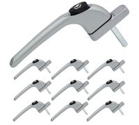 SHIELD HARDWARE uPVC Universal Window Handle Inline Locking Espag Double Glazing Pack of 10 Matte Silver 20mm