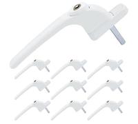 SHIELD HARDWARE uPVC Universal Window Handle Inline Locking Espag Double Glazing Pack of 10 White 40mm