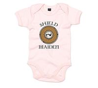 Shield Maiden, Printed Baby Grow - Powder Pink/Black/Transfer 0-3 Months