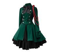 Shield Medieval Wood Color Trumpet Sleeve Long Dress Mens Medieval Costume Belt (Green, XXXXL)
