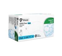 Shield Powder Free Clear Vinyl Large Gloves (100 Pack)