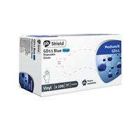 Shield Powdered Blue Vinyl Medium Gloves (100 Pack)