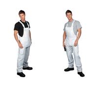 Shield Premier Decorator White Bib & Brace - 28 Waist / 32 Leg, 100% White Cotton, Multi-Function Pockets, Spill Absorbent