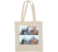 Shield vs katana anime babes fight nordic girl warrior vs girl samurai funny meme Natural Cotton Tote Bag White