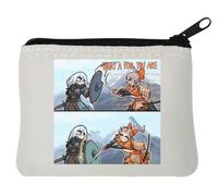 Shield vs Katana Anime Babes Fight Nordic Girl Warrior vs Girl Samurai Funny Meme Neoprene Coin Purse Pouch 10x11cm White