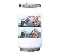 Shield vs Katana Anime Babes Fight Nordic Girl Warrior vs Girl Samurai Funny Meme Vacuum Insulated Thermal Beverage Can Bottle White