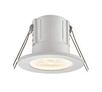 SHIELDECO Matt White Finish Steel Fire Rated Warm White LED Anti Glare Low Profile Ceiling Downlight Spotlight IP65 Rated for Bathroom, Shower, Kitchen, Lounge