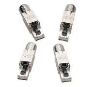 Shielded CAT6A STP RJ45 Field Terminated Plugs Ends Connectors Metal [4 Pack]