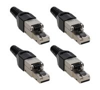 Shielded CAT6A STP RJ45 Field Terminated Plugs Ends Connectors Plastic [4 Pack]