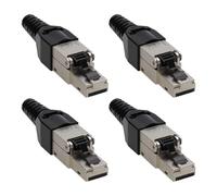 Shielded CAT6A STP RJ45 Field Terminated Plugs Ends Connectors Plastic [4 Pack]
