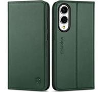 SHIELDON Case for Galaxy S25 Edge 5G 2025, Genuine Leather Wallet Case [Kickstand][RFID Blocking][Card Holder] Magnetic Folio Shockproof Cover Compatible with Galaxy S25 Edge 6.7" - Midnight Green
