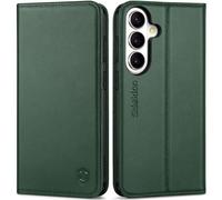 SHIELDON Case for Galaxy S26+ Plus 5G 6.7", Genuine Leather Wallet Folio Case [RFID Blocking][Card Slot][Kickstand][Magnetic Closure] Protective Flip Cover Compatible with Galaxy S26 Plus - Evergreen