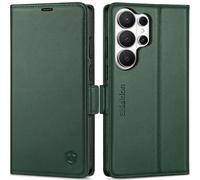 SHIELDON Case for Galaxy S26 Ultra 6.9", Genuine Leather Wallet Folio Case [RFID Blocking][Card Slot][Kickstand][Magnetic Closure] Protective Flip Cover Compatible with Galaxy S26 Ultra - Evergreen