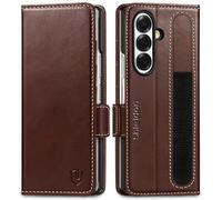 SHIELDON Case for Galaxy Z Fold7, Genuine Leather Wallet Case, Retro Coffee