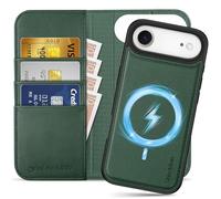 SHIELDON Genuine Leather 2 in 1 Detachable Wallet Case for iPhone Air 6.5-inch 2025, Magnetic, Wireless Charging, RFID Blocking, Card Slots, Viewing Stand, Shockproof Flip Folio Cover - Evergreen