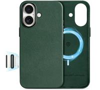 SHIELDON Genuine Leather Case for iPhone 16 5G 6.1", Evergreen