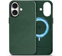SHIELDON Genuine Leather Case for iPhone 17 6.3-inch 5G 2025, Compatible with MagSafe, Magnetic Wireless Charging, Metal Buttons, Non-Slip, Anti-Scratch, Protective, Slim Fit Cover - Evergreen