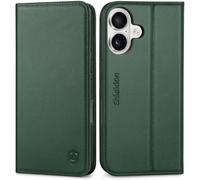 SHIELDON Genuine Leather Case for iPhone 17 6.3-inch 5G 2025, Magnetic Wallet, RFID Blocking, Card Holder, Viewing Stand, Shockproof TPU Shell, Protective, Strap Holes, Flip Folio Cover - Evergreen