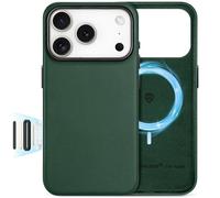 SHIELDON Genuine Leather Case for iPhone 17 Pro 6.3-inch 2025, Compatible with MagSafe, Magnetic Wireless Charging, Camera Button Updated, Non-Slip, Anti-Scratch, Protective Slim Cover - Evergreen