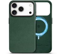 SHIELDON Genuine Leather Case for iPhone 17 Pro 6.3-inch 5G 2025, Compatible with MagSafe, Magnetic Wireless Charging, Metal Buttons, Non-Slip, Anti-Scratch, Protective, Slim Fit Cover - Evergreen