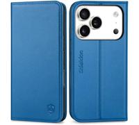 SHIELDON Genuine Leather Case for iPhone 17 Pro 6.3-inch 5G 2025, Wallet Cover, Magnetic Flip, RFID Blocking, Card Slots, Kickstand, Shockproof TPU Inner Shell, Protective, Book Folio - Sapphire Blue
