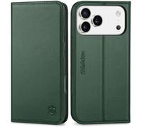 SHIELDON Genuine Leather Case for iPhone 17 Pro Max 6.9-inch 2025, Magnetic Wallet, Folio Cover, RFID Blocking, Card Holder, Viewing Stand, Shockproof TPU Shell, Protective, Strap Holes - Evergreen