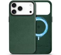 SHIELDON Genuine Leather Case for iPhone 17 Pro Max 6.9-inch 5G 2025, Compatible with MagSafe, Magnetic Wireless Charging, Metal Buttons, Non-Slip, Anti-Scratch, Protective, Slim Fit Cover - Evergreen