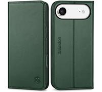 SHIELDON Genuine Leather Case for iPhone Air 6.5-inch 5G 2025, Magnetic Wallet, RFID Blocking, Card Holder, Viewing Stand, Shockproof TPU Shell, Strap Holes, Protective Flip Cover - Evergreen