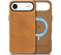 SHIELDON Genuine Leather Case for iPhone Air 6.5-inch, Magnetic Wireless Charging, Slim Fit, Soft Lining, Anti-Scratch, Non-Slip, Metal Buttons, Protective Phone Cover - Retro Light Brown