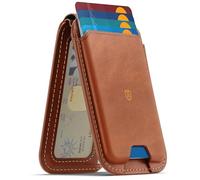 SHIELDON Magnetic Wallet, Compatible with MagSafe, Genuine Leather Magnetic Wallet Stand, RFID Blocking & ID Window, Phone Holder for iPhone 17/16/15/14/13/12 Pro/Pro Max/Plus Series - Retro Brown